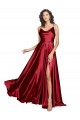 Purchase Cowl Neckline Long Silky Satin Prom Dress with Spaghetti Straps UK