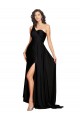 Purchase Floor Length One Shoulder Silky Satin Prom Dress with Side Slit UK