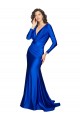 Purchase Deep V-Neck Long Sleeves Silky Satin Prom Dress UK