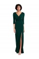 Purchase Floor Length 3/4 Sleeves V-Back Draped Wrap Maxi Spandex Prom Dress UK