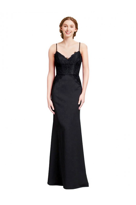 Purchase Long Chiffon Prom Dress with Lace Bodice and Curved V-Neckline UK