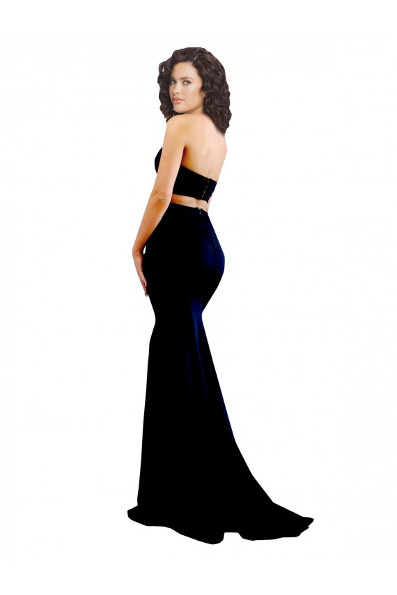Purchase Two Piece High Neck Crepe Prom Dress UK