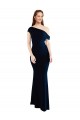 Purchase Draped Off the Shoulder Fitted Crepe Prom Dress UK