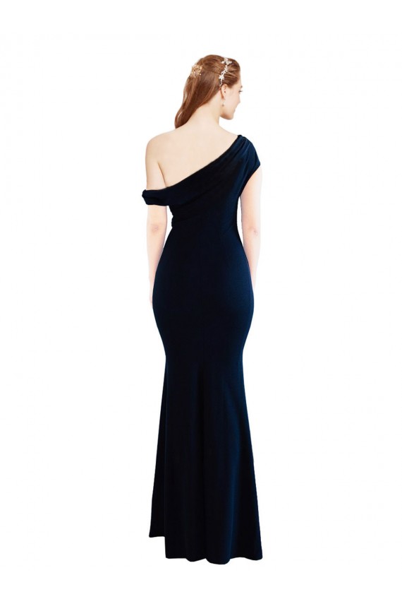 Purchase Draped Off the Shoulder Fitted Crepe Prom Dress UK