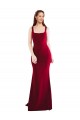 Purchase Square Neckline and Backline Fitted Crepe Prom Dress UK