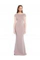 Purchase Boat Neck Cap Sleeve Crepe Prom Dress with Plunging Tie Back UK