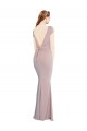 Purchase Boat Neck Cap Sleeve Crepe Prom Dress with Plunging Tie Back UK