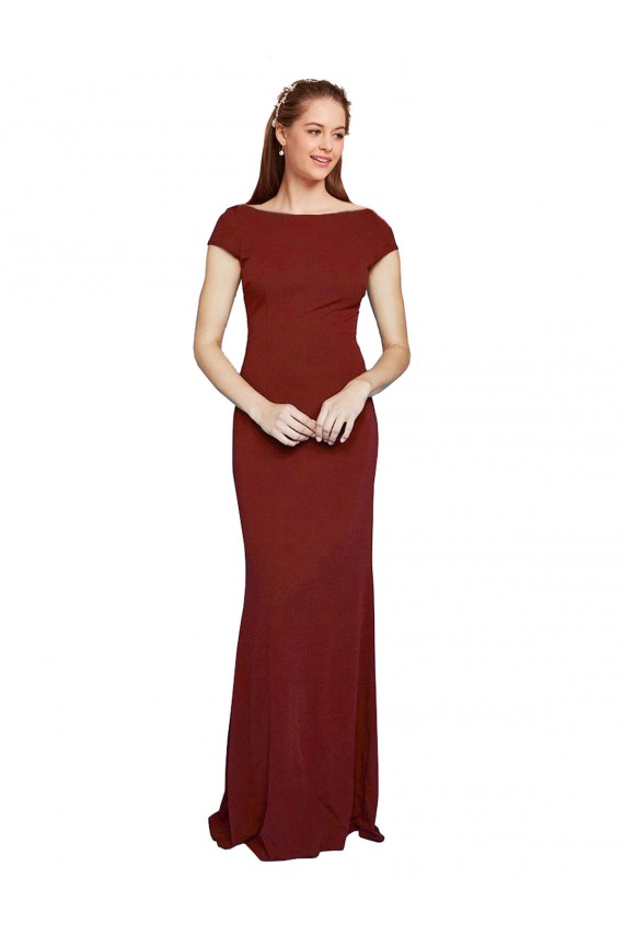 Purchase Cap Sleelves Mermaid Crepe Prom Dress Keyhole Back UK