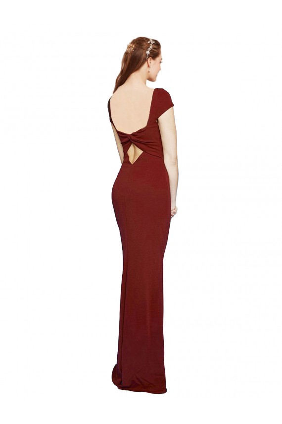 Purchase Cap Sleelves Mermaid Crepe Prom Dress Keyhole Back UK