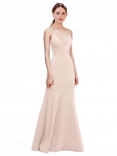 Purchase Deep V-Neck and Back Long Crepe Prom Dress UK