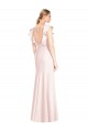Purchase Ruffle Cap Sleeves Open Back Trumpet Prom Dress UK
