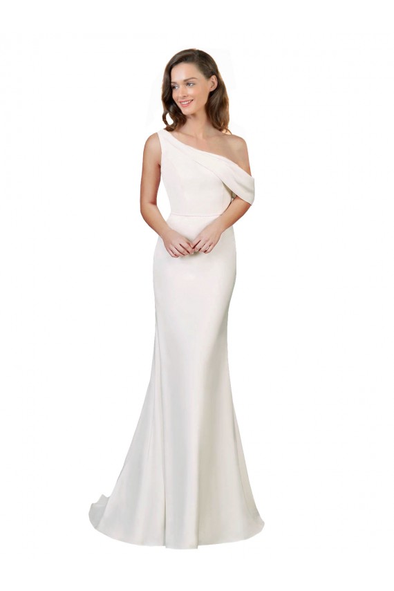 Purchase One Shoulder Crepe Prom Dress with Draped Off the Shoulder Strap UK