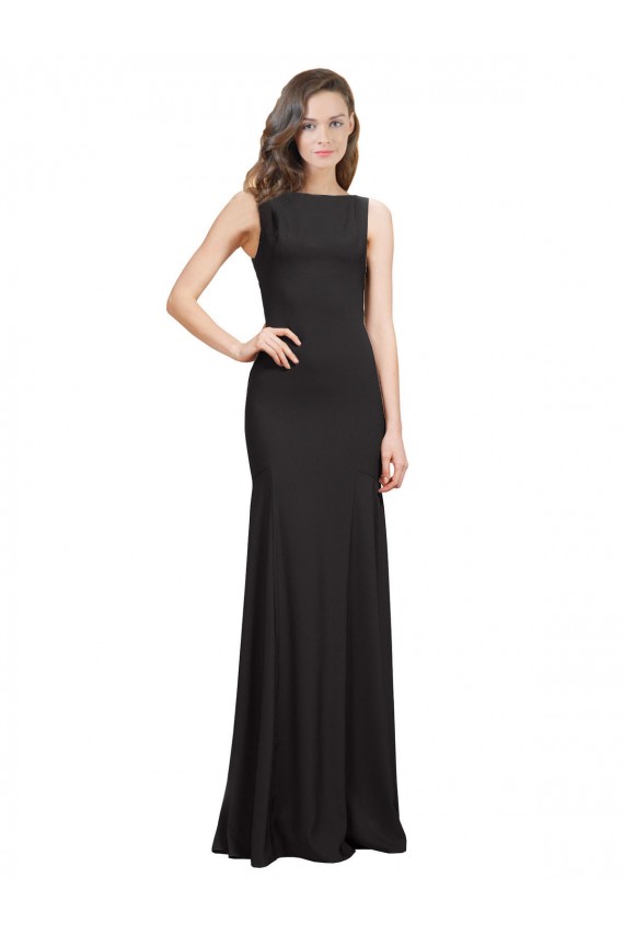 Purchase Sleeveless Bateau Neckline Crepe Prom Dress with Twist Back UK