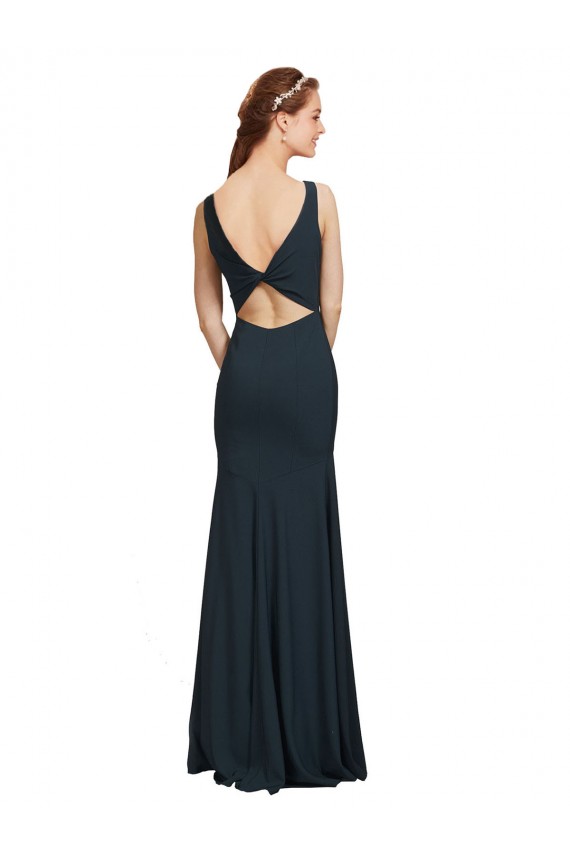 Purchase Sleeveless Bateau Neckline Crepe Prom Dress with Twist Back UK