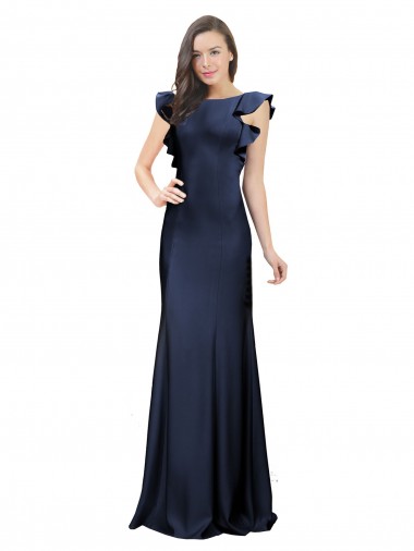 Purchase Sleeveless Crepe Prom Dress with Cascading Ruffle and Keyhole Back UK