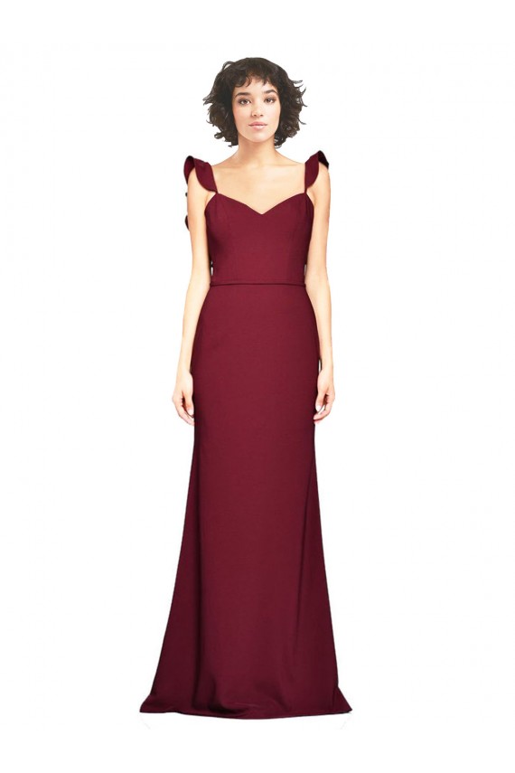Purchase Crepe Slip Prom Dress with Ruffled Straps UK