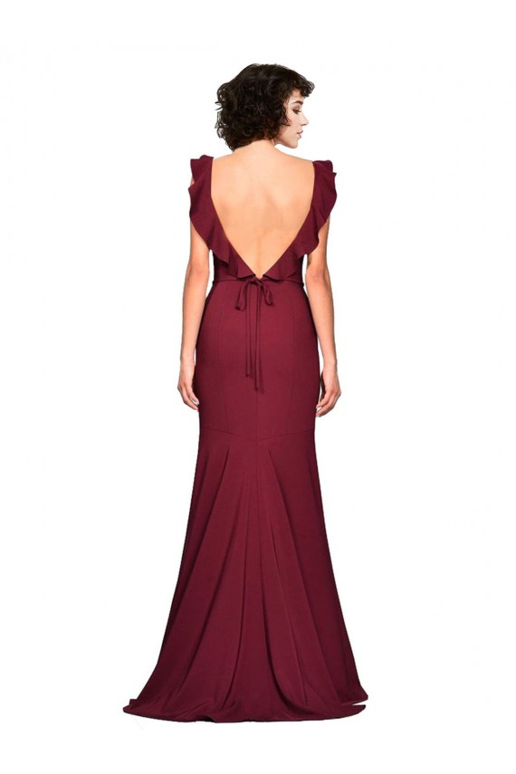 Purchase Crepe Slip Prom Dress with Ruffled Straps UK