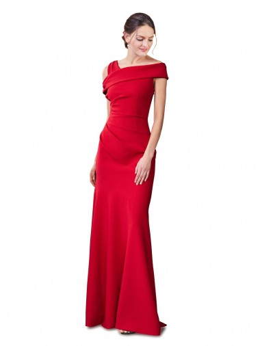 Purchase Sleeveless Ruched Crepe Mermaid Prom Dress with Off The Shoulder Detail UK