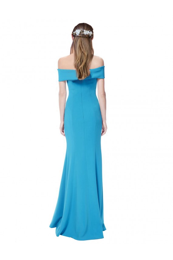 Purchase Off the Shoulder Crepe Prom Dress with Fitted Silhouette UK