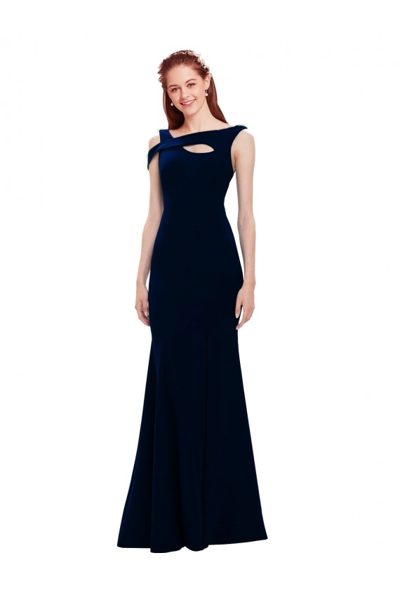 Purchase Sleeveless Crepe Mermaid Prom Dress with Side Slit UK