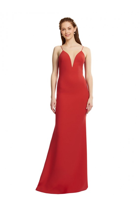 Purchase Mermaid Plunging V-Neck Crepe Prom Dress with Wide Open Back UK