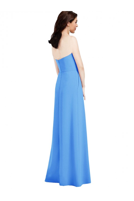 Purchase Strapless Pleated Skirt Crepe Prom Dress with Pockets UK