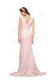 Purchase Deep V-Neckline and Back Long Sweep Train Crepe Prom Dress with Shoulder Straps UK
