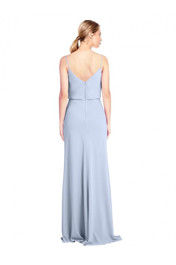 Purchase Feminine Cowl Neck Slim Floor Length Stretch Crepe Prom Dress UK