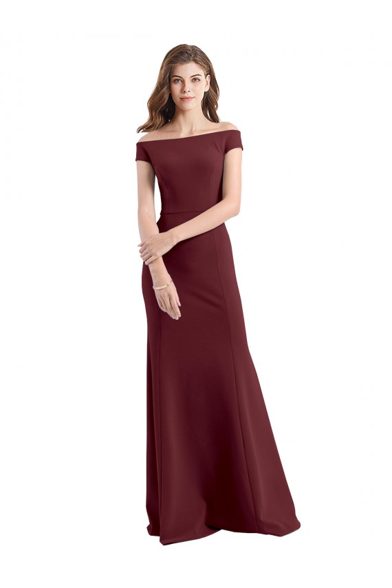 Purchase Off the Shoulder Fit and Flare Stretch Crepe Prom Dress UK