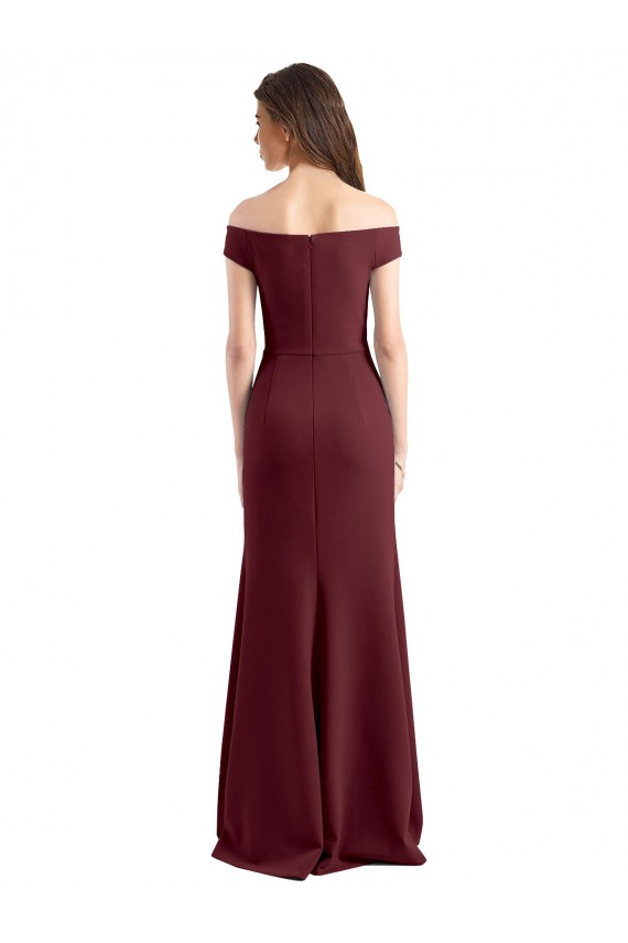 Purchase Off the Shoulder Fit and Flare Stretch Crepe Prom Dress UK