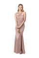 Purchase Long Floor Length High Neck Fit and Flare Stretch Crepe Prom Dress with Side Slit UK