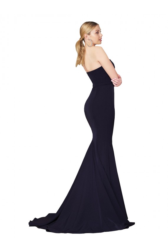 Purchase Sweetheart High Neck Sweep Train Sleeveless Crepe Prom Dress UK