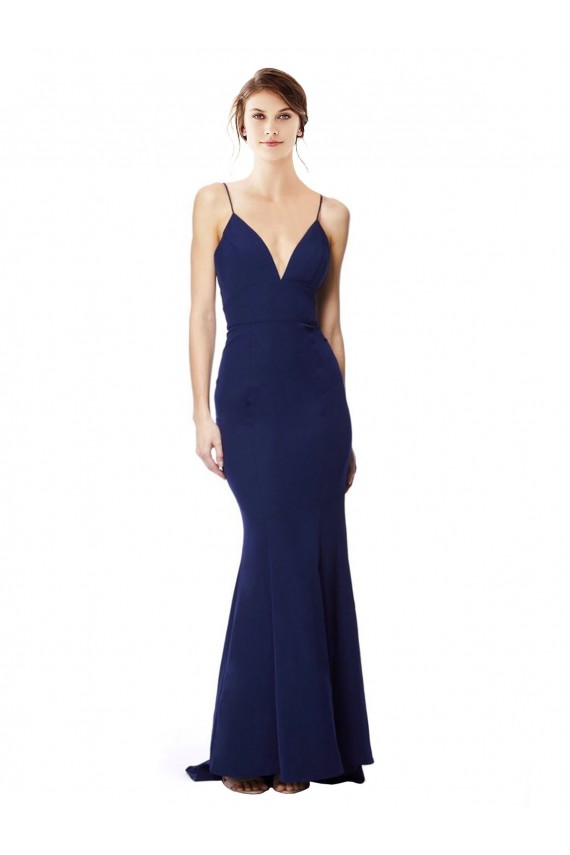 Purchase Deep V-Neck Spaghetti Straps Mermaid Crepe Prom Dress UK