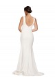 Purchase Square Neck Long Sheath Sweep Train Crepe Prom Dress  UK