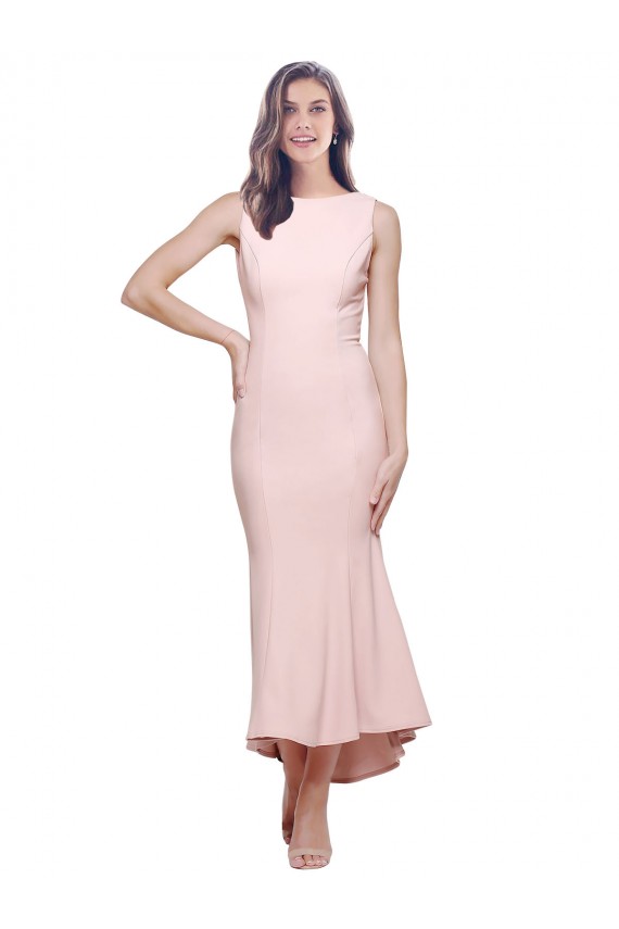 Purchase High Neck Low V-Back Midi Length Crepe Cocktail Dress / Prom Dress UK