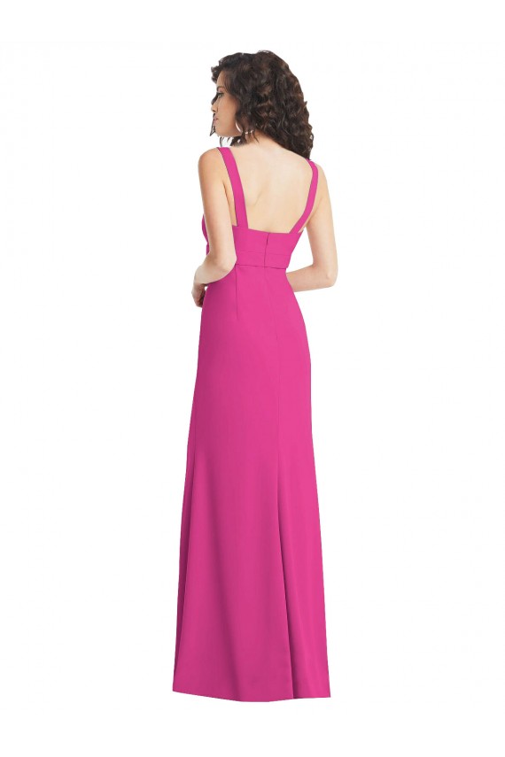 Purchase Wide Strap Notch Empire Waist Bridesaid Dress with Front Slit UK