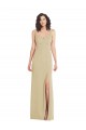 Purchase Wide Strap Slash Cutout Empire Crepe Prom Dress with Front Slit UK
