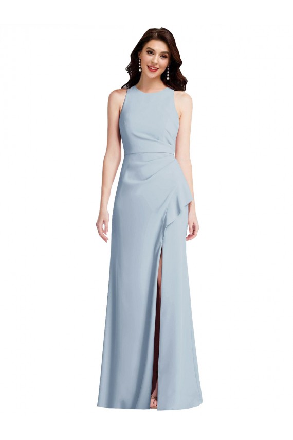 Purchase Halter Maxi Prom Dress with Cascade Ruffle Slit UK