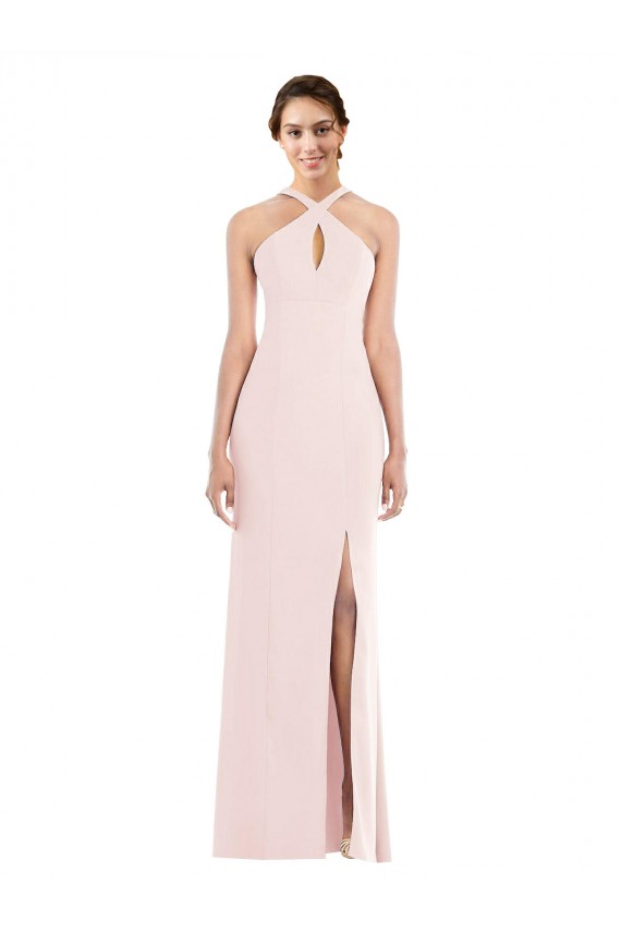 Purchase Criss Cross Halter Princess Line Trumpet Crepe Prom Dress UK