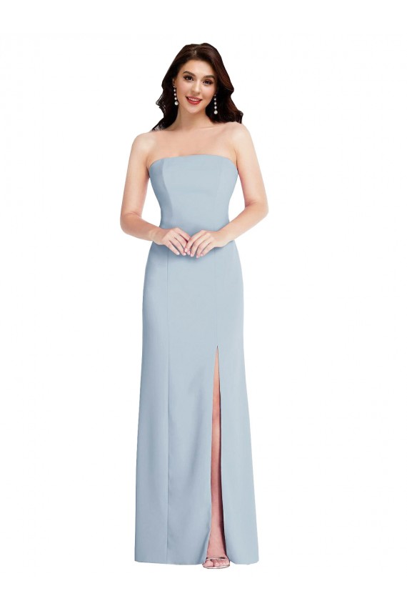 Purchase Strapless Scoop Back Maxi Crepe Prom Dress with Front Slit UK