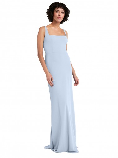 Purchase Slim Square Neck Fit and Flare Full Length Stretch Crepe Prom Dress UK
