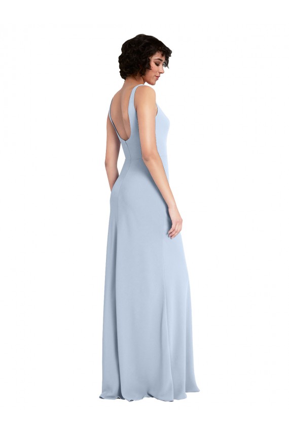 Purchase Slim Square Neck Fit and Flare Full Length Stretch Crepe Prom Dress UK