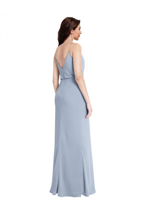 Purchase Draped Cowl Neck Long Crepe Prom Dress with Spaghetti Straps UK