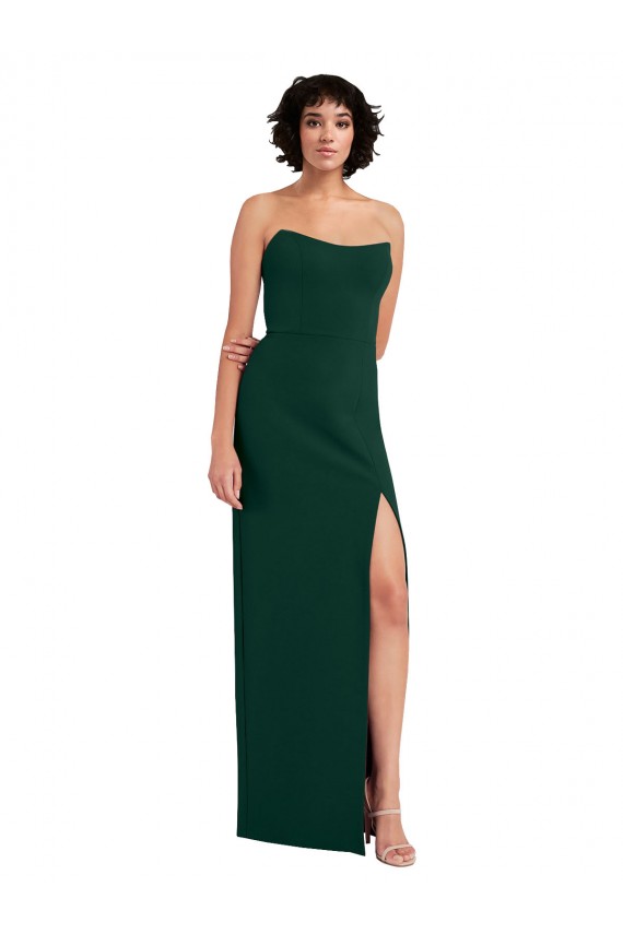 Purchase Scooped Strapless Neckline Crepe Prom Dress with Side Slit UK