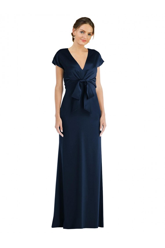 Purchase Soft Bow Blouson Bodice Trumpet Crepe Prom Dress UK