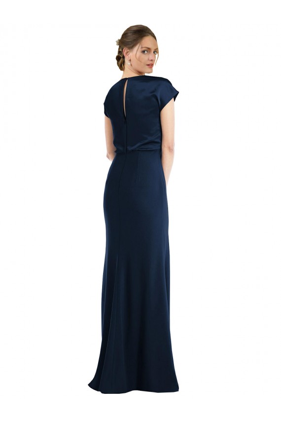 Purchase Soft Bow Blouson Bodice Trumpet Crepe Prom Dress UK