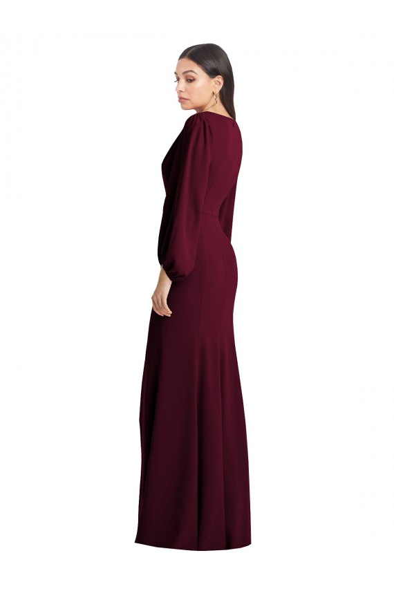Purchase Long Puff Sleeve V-Neck Trumpet Maxi Prom Dress UK
