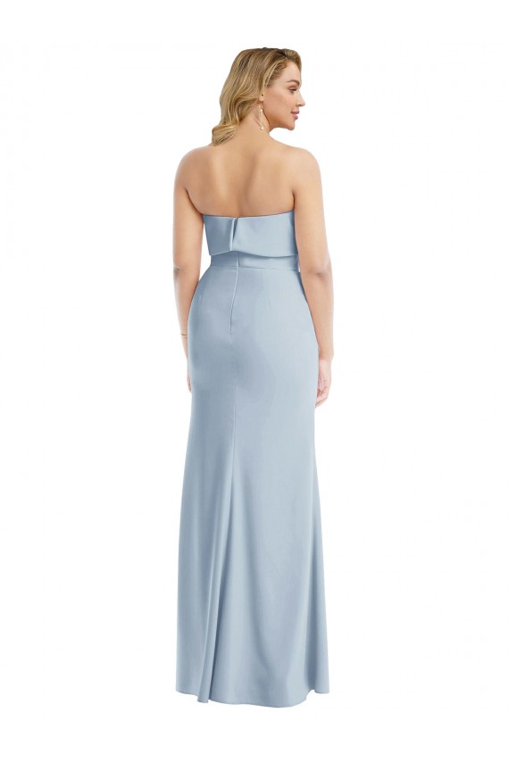 Purchase Strapless Overlay Bodice Crepe Maxi Prom Dress with Front Slit UK