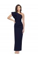 Purchase Ruched Floor Length Long Crepe Prom Dress with Shoulder Ruffles UK