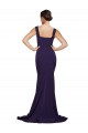 Purchase Square Neck Long Sweep Train Crepe Prom Dress with Thick Straps UK